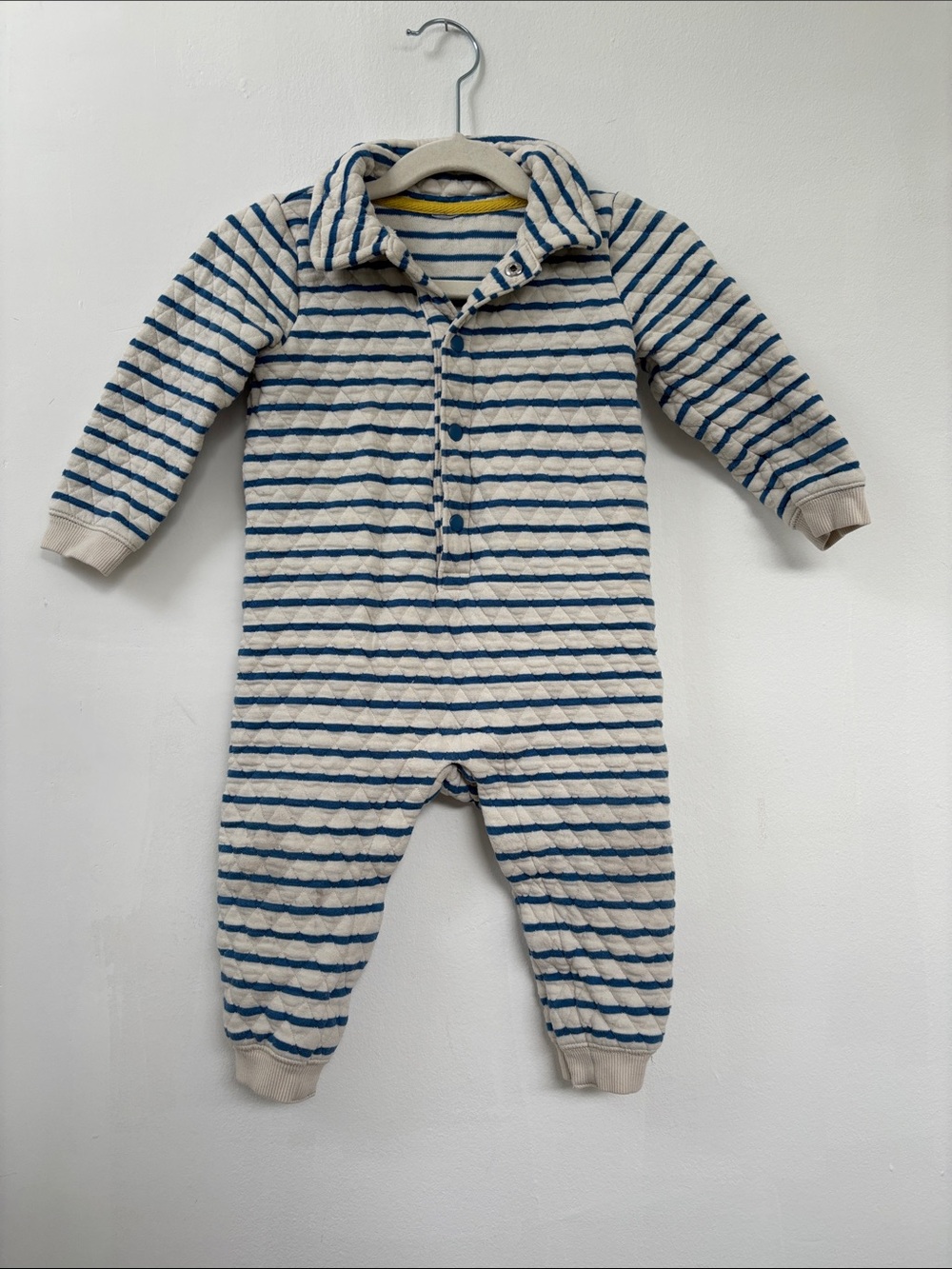 Old Navy Blue & Cream Quilted Striped Baby Romper 18-24M